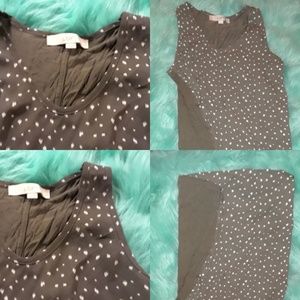 Ann Taylor Loft Spotted Olive Green Tank S
